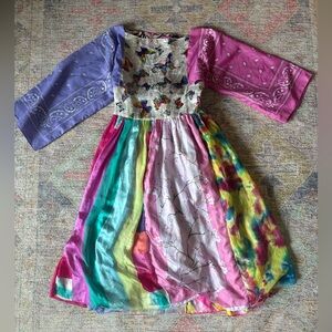 One of a kind Psychic Outlaw scarf and bandana midi dress with sash